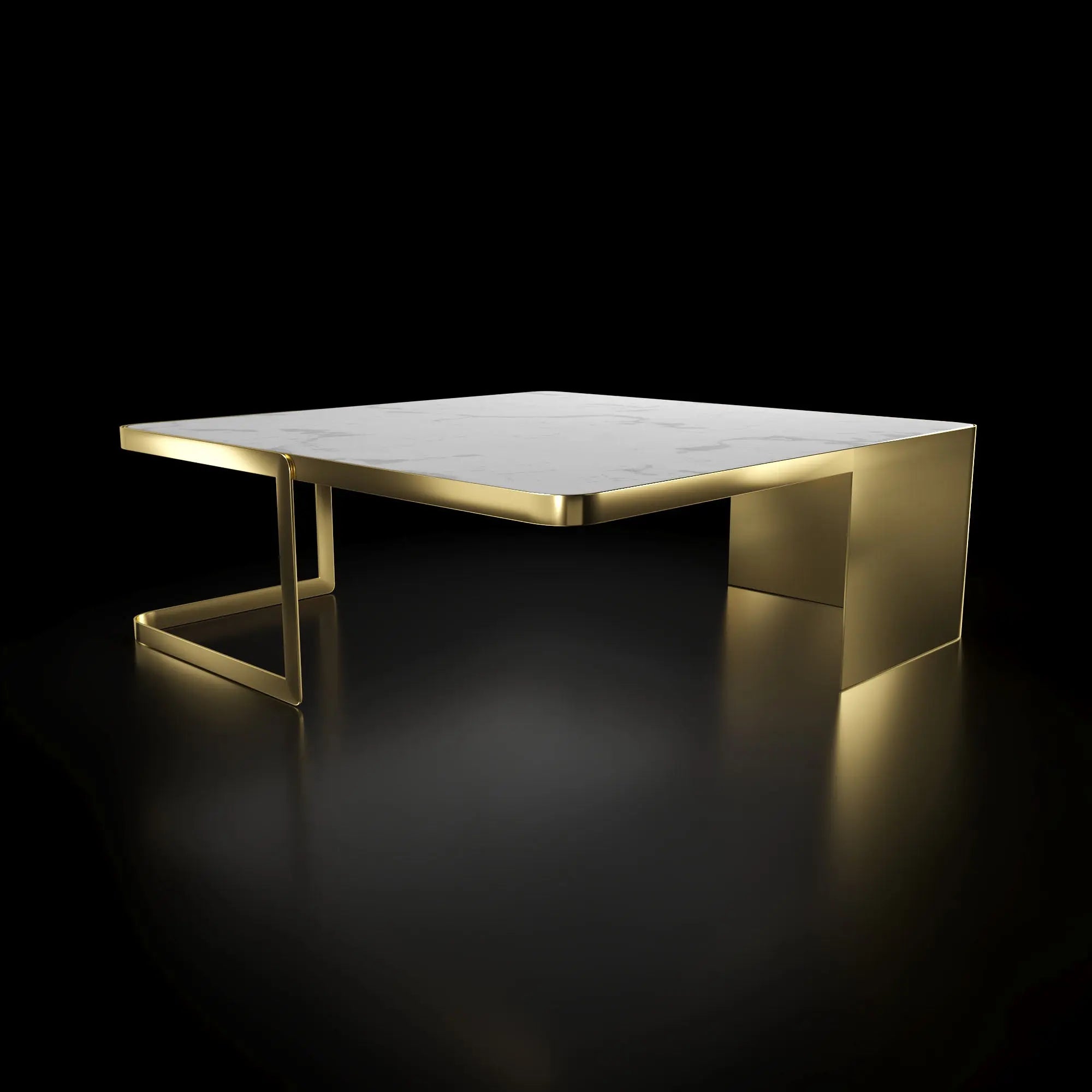 Tullio Titanium Gold Square Coffee Table   My Store White-Ceramic Coffee Table