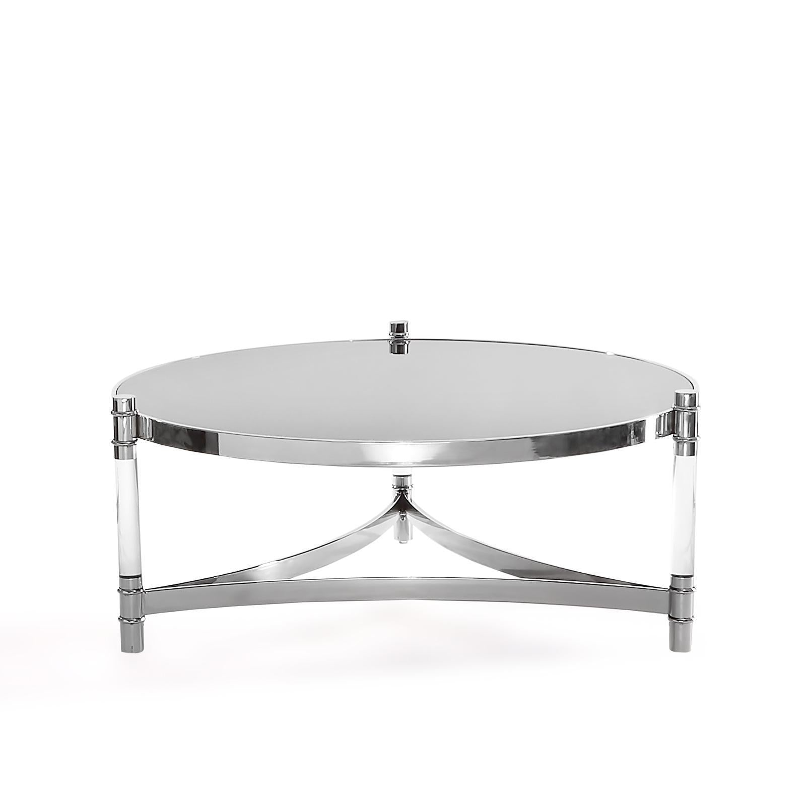 varossi round silver coffee table