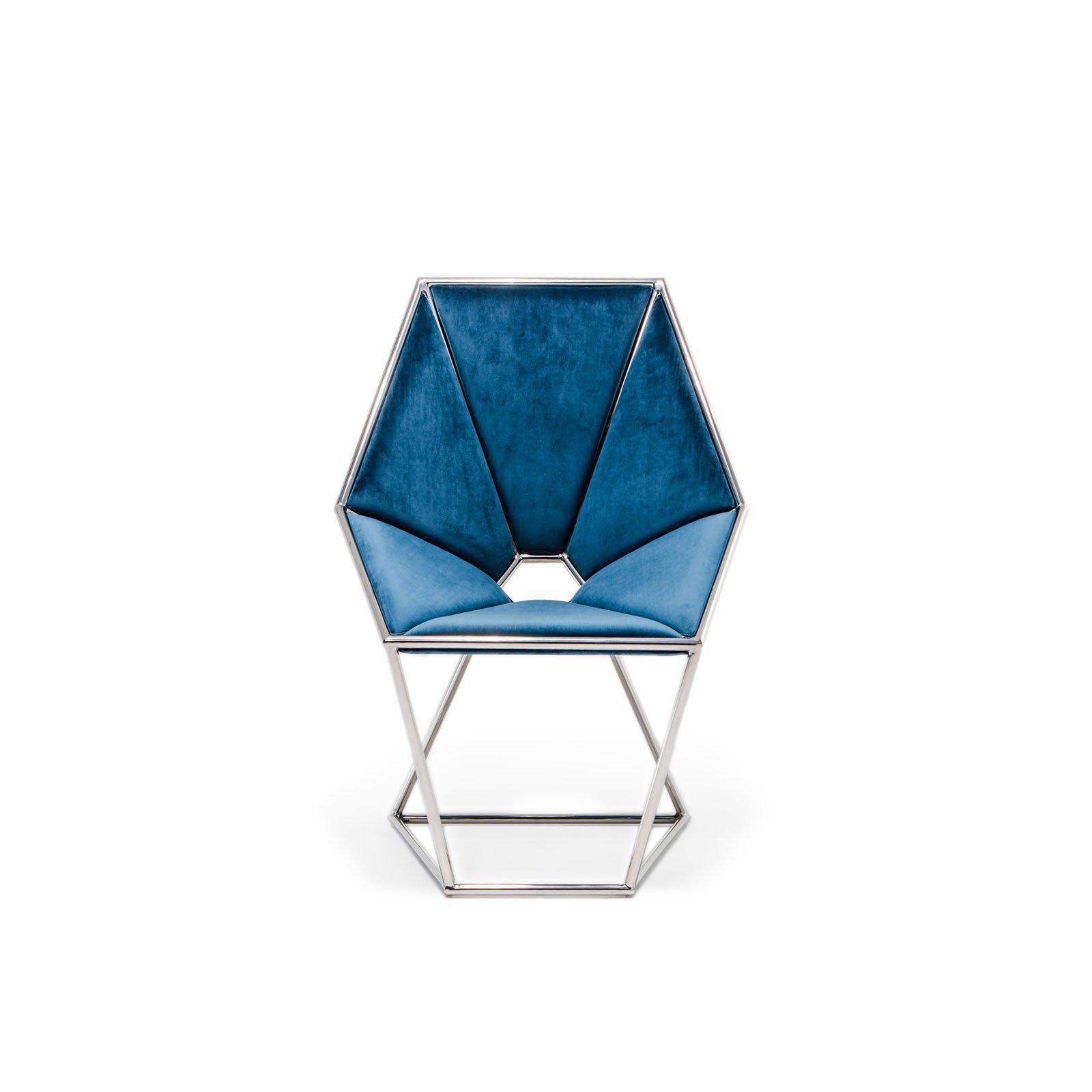 varossi silver blue dining chair