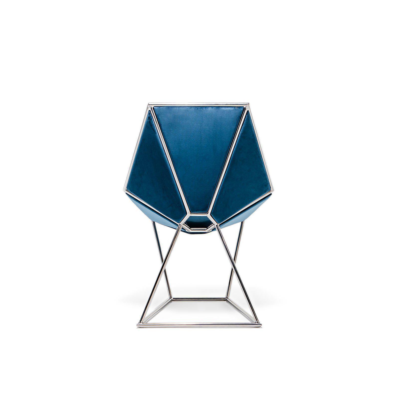 varossi silver blue luxury 7 dining chair