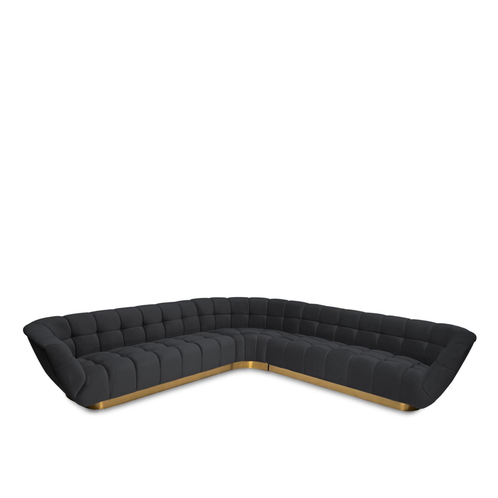 Vera Black Modular Sectional With Gold Base