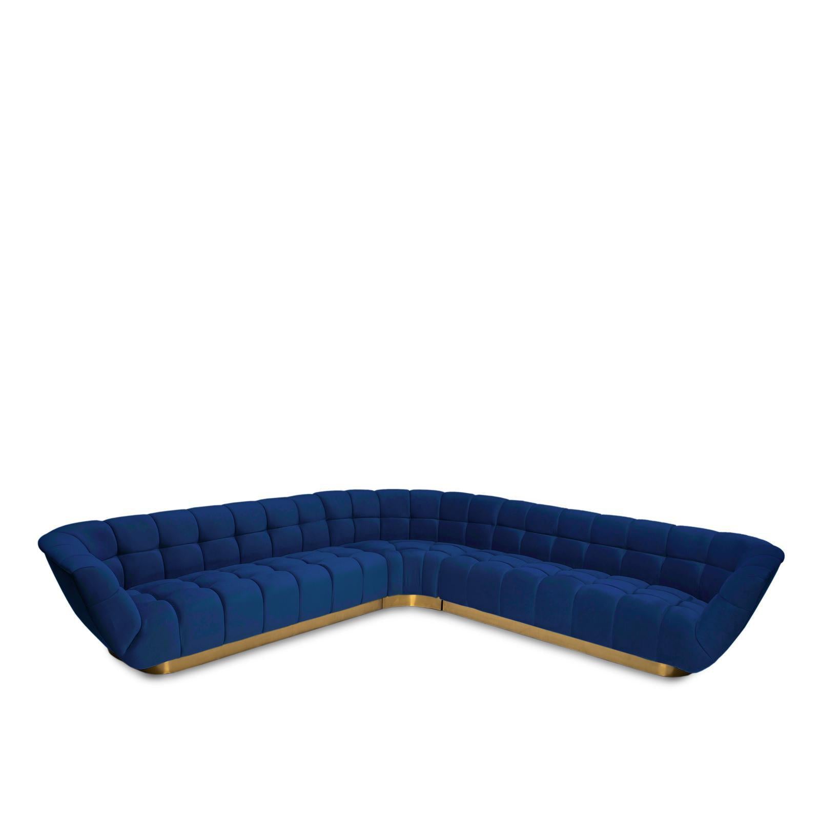 Vera Dark Blue Modular Sectional With Gold Base