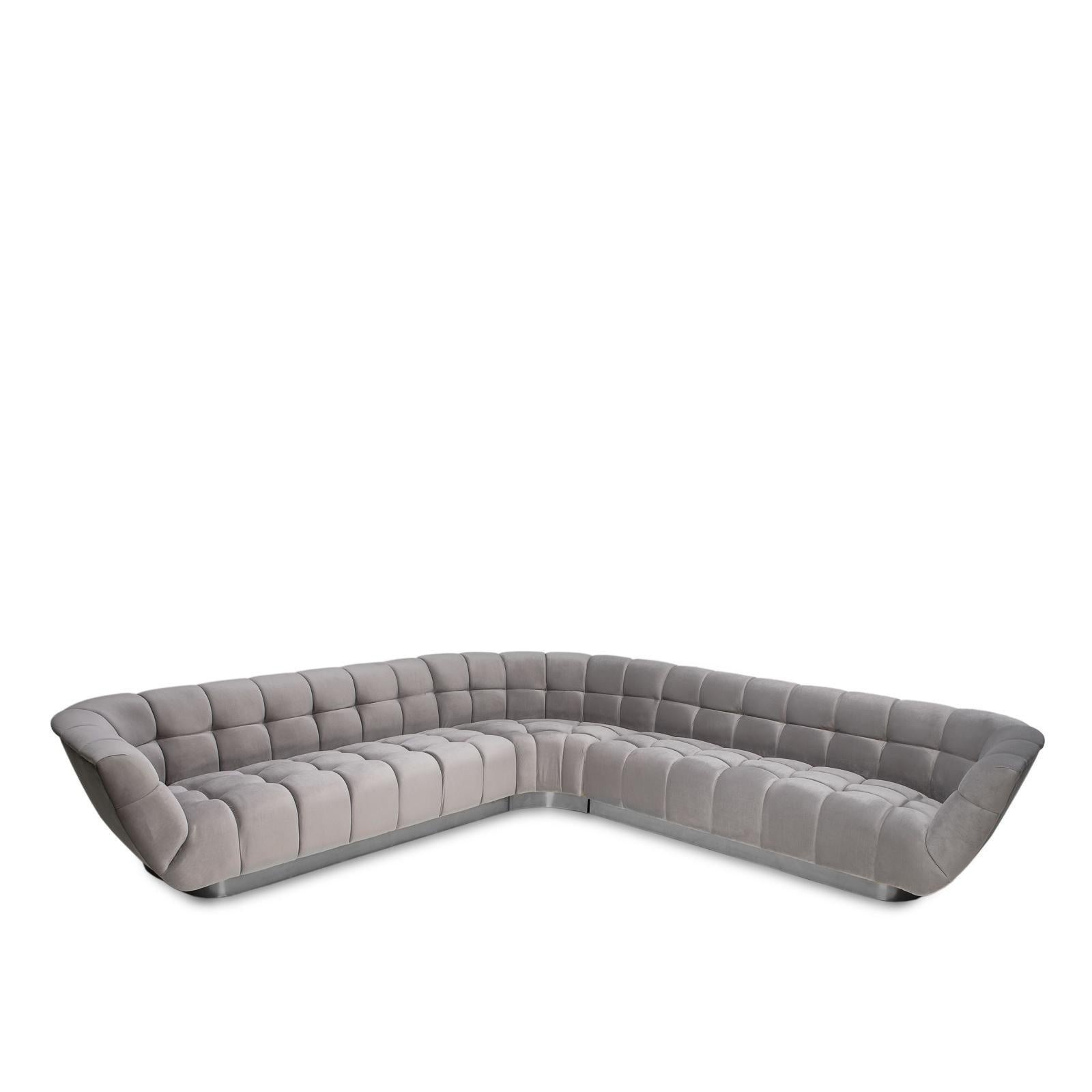 Vera Light Gray Modular Sectional With Silver Base