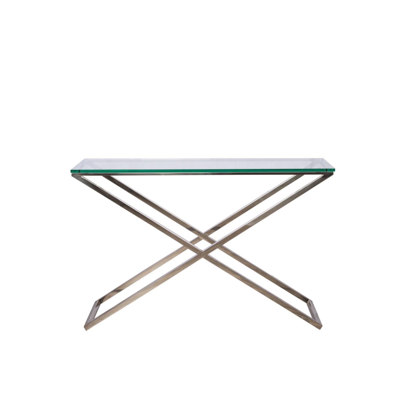 xavier glass console table