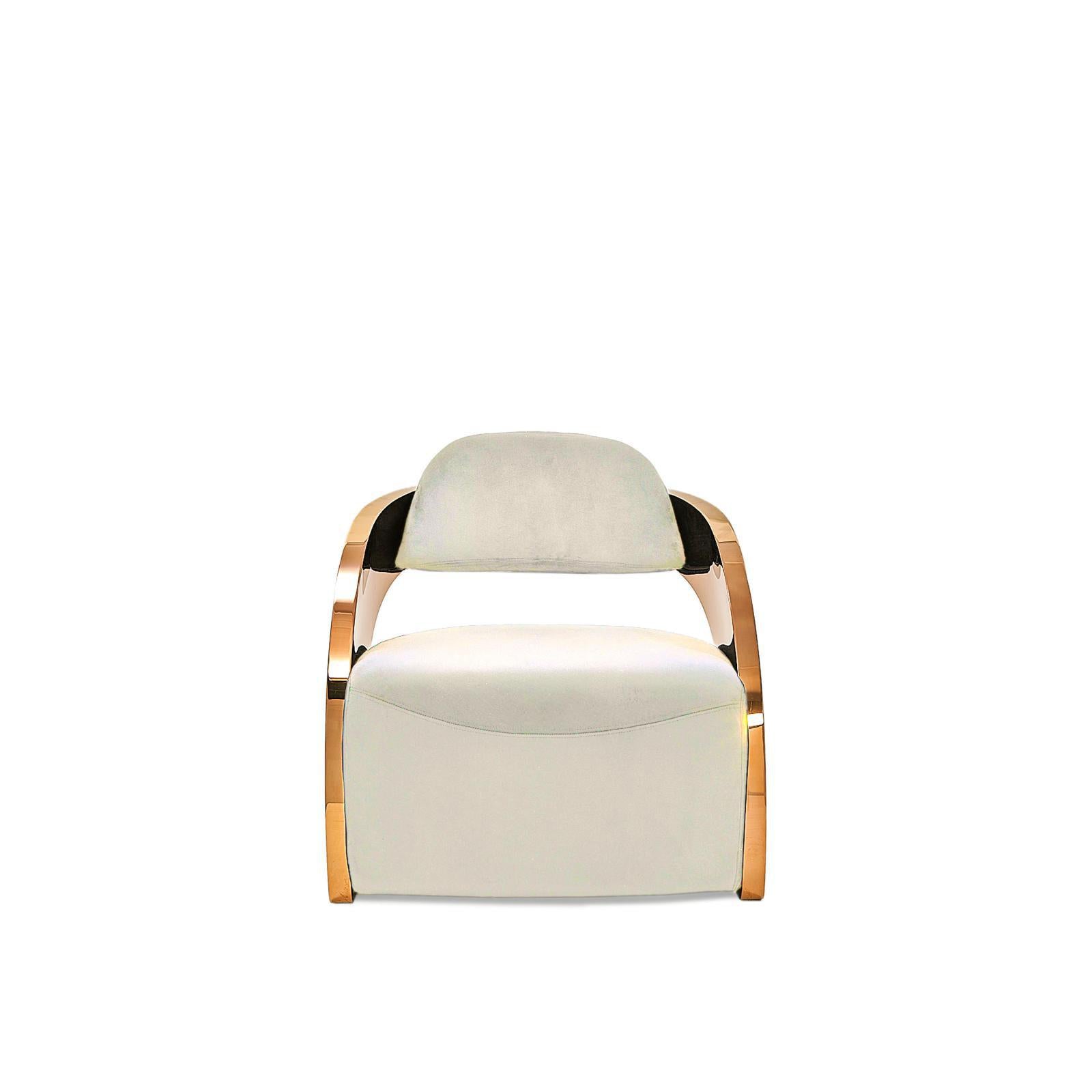 Zetta Rose Gold Beige Velvet Accent Chair