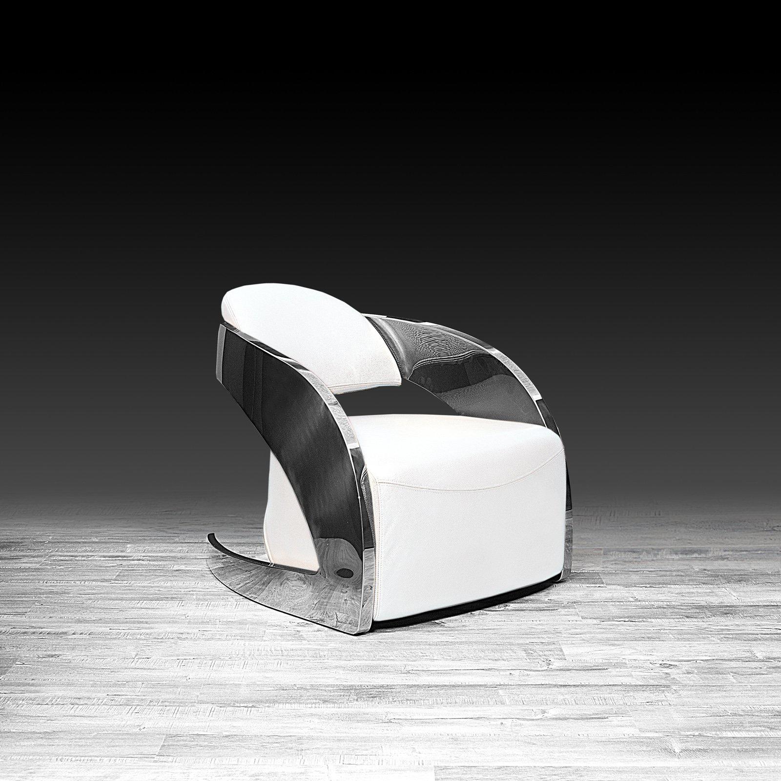 zetta silver white stylish accent chair