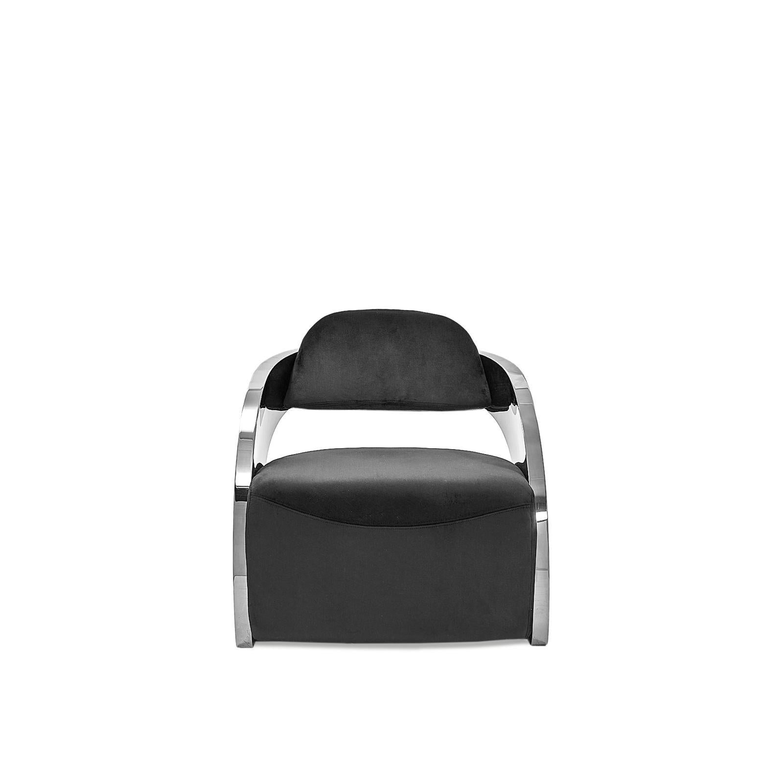 Zetta Silver Black Velvet Accent Chair