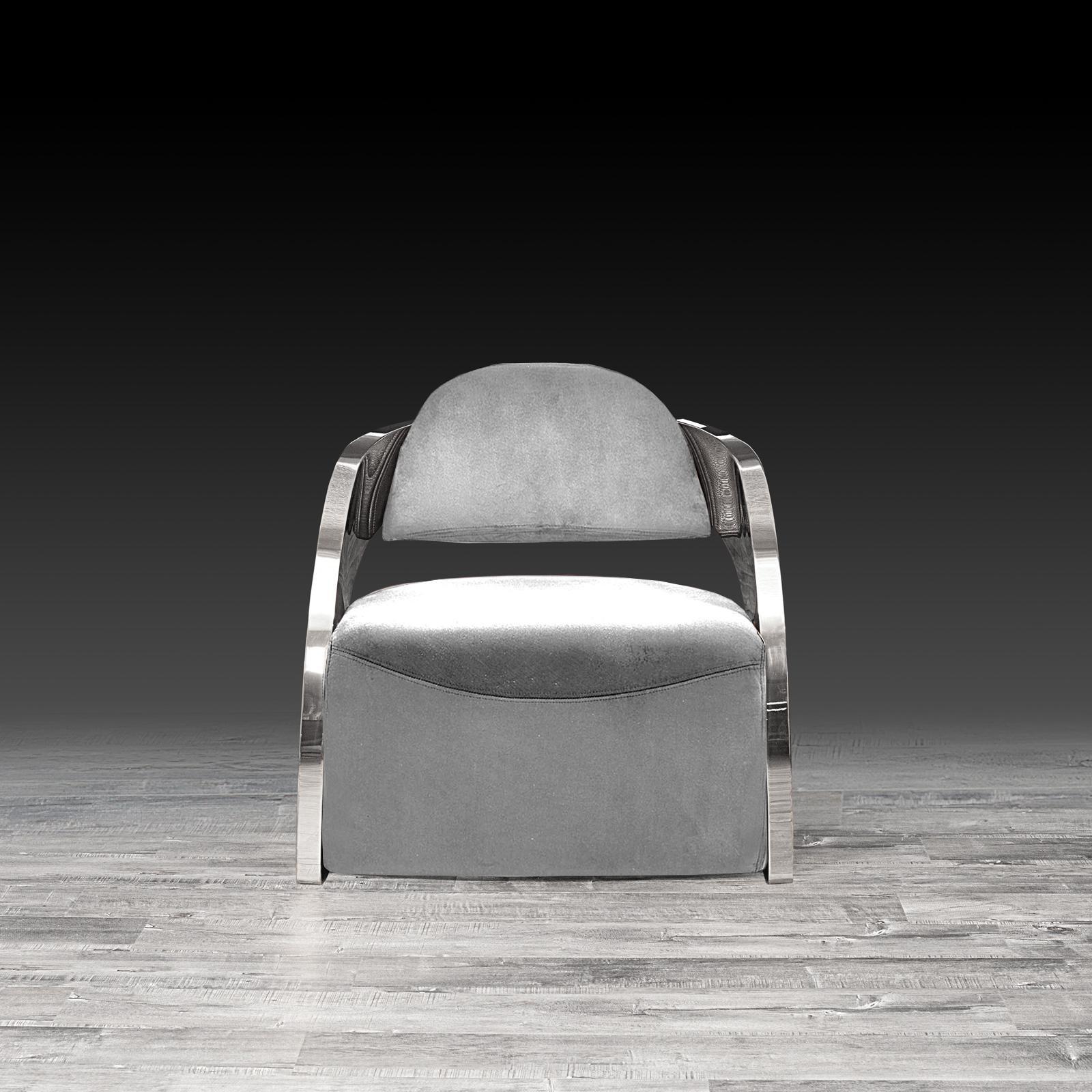 zetta ss gray velvet modern accent chair