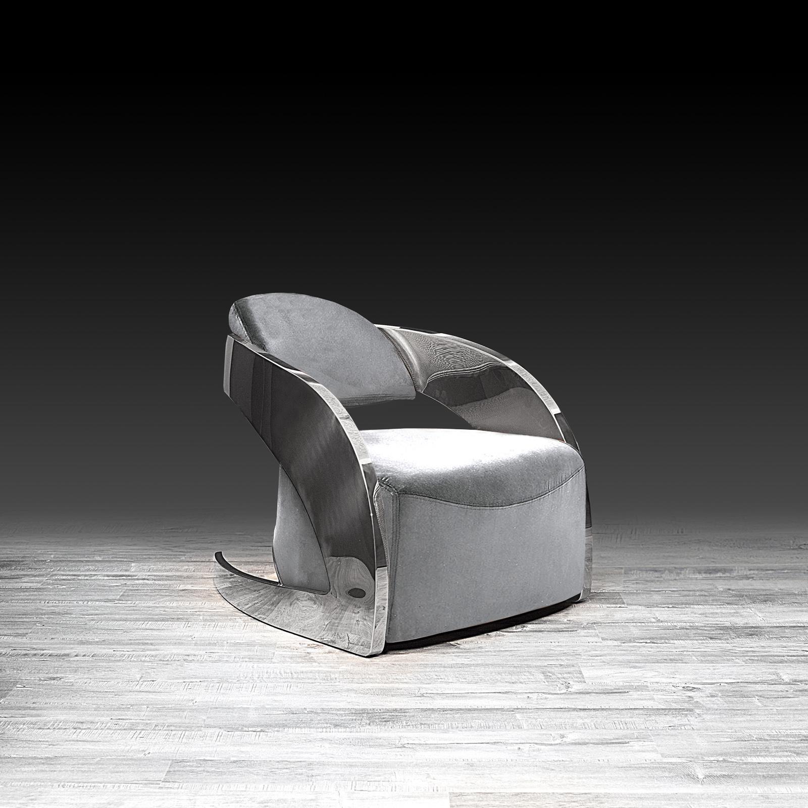 zetta ss gray velvet stylish accent chair